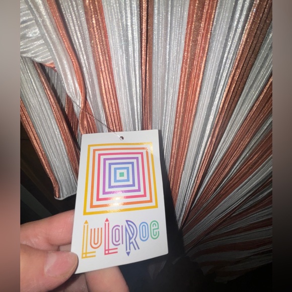 WOMENS COVER KIMONO DUSTER-LULAROE SHIRLEY-POLY-PEACH STRIPES-SIZE-LARGE NWT - Picture 13 of 14